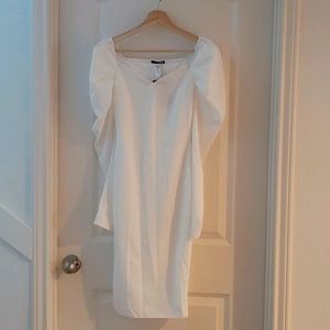 White dressy dress with puff sleeves